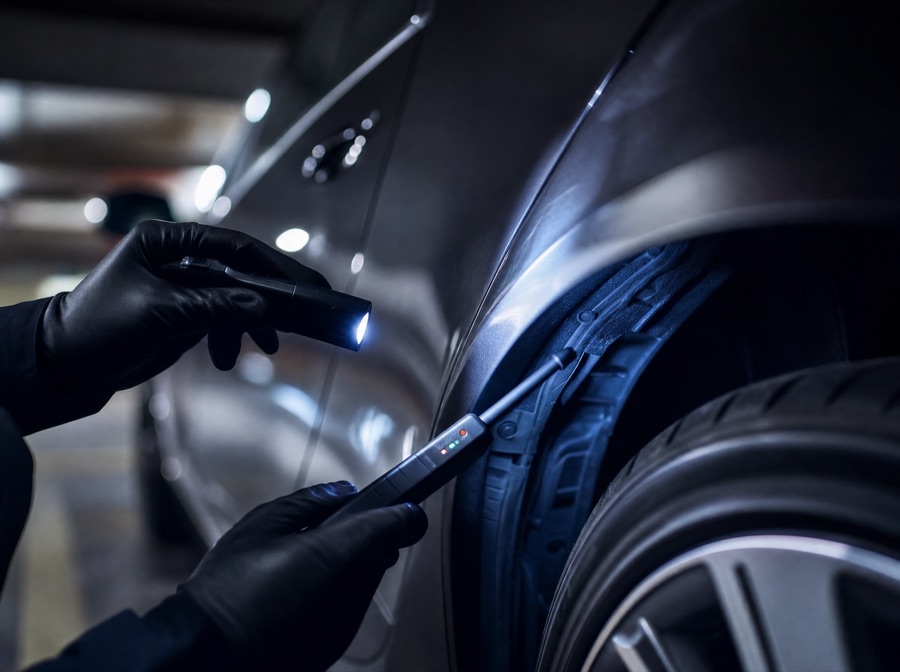 GPS tracker detection under a vehicle