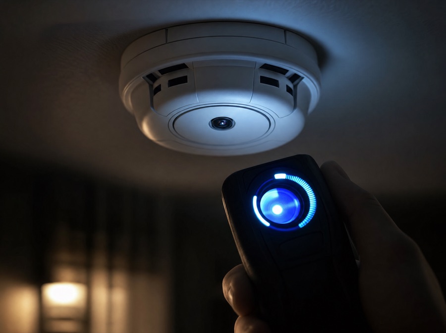 Hidden camera detection — spy camera lens found inside a smoke detector